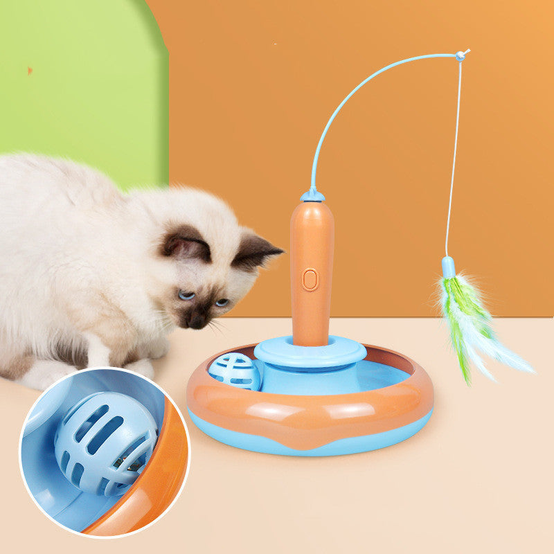 Whirl Play 2 in 1 Cat Turntable Toy with Feather